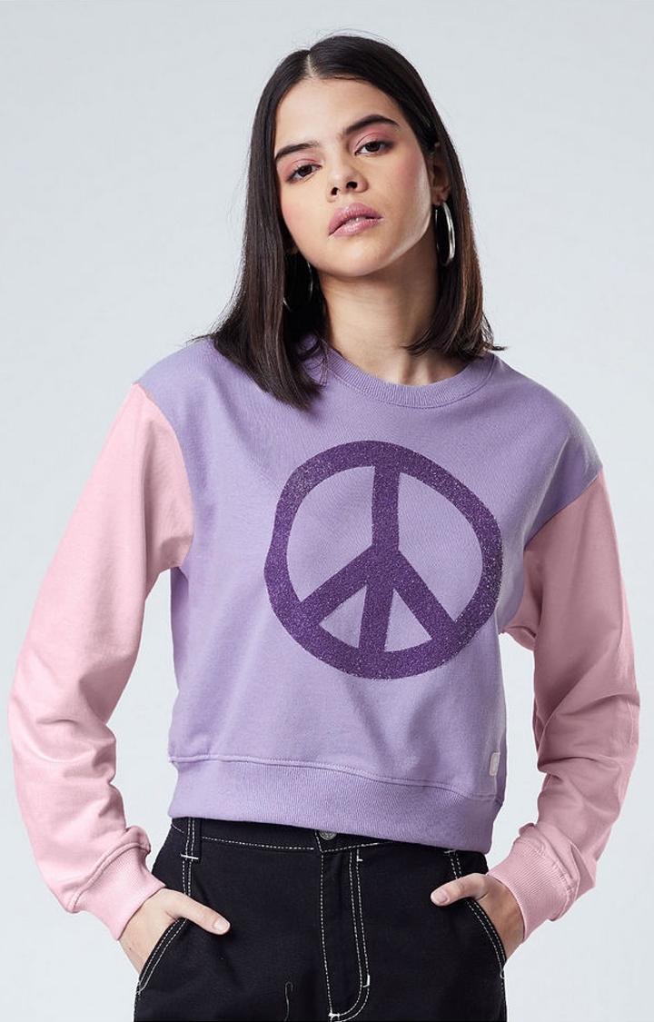 The Souled Store | Women's Peacekeeper Pink Printed Sweatshirts