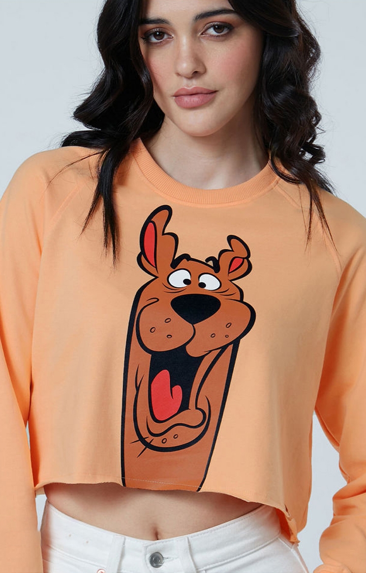 Women's Scooby Doo: Happy Scooby Orange Printed Crop Top
