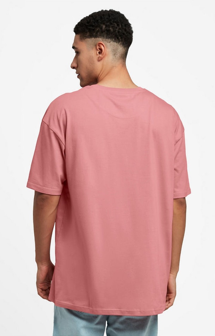 Men's Pink Solid Oversized T-Shirt