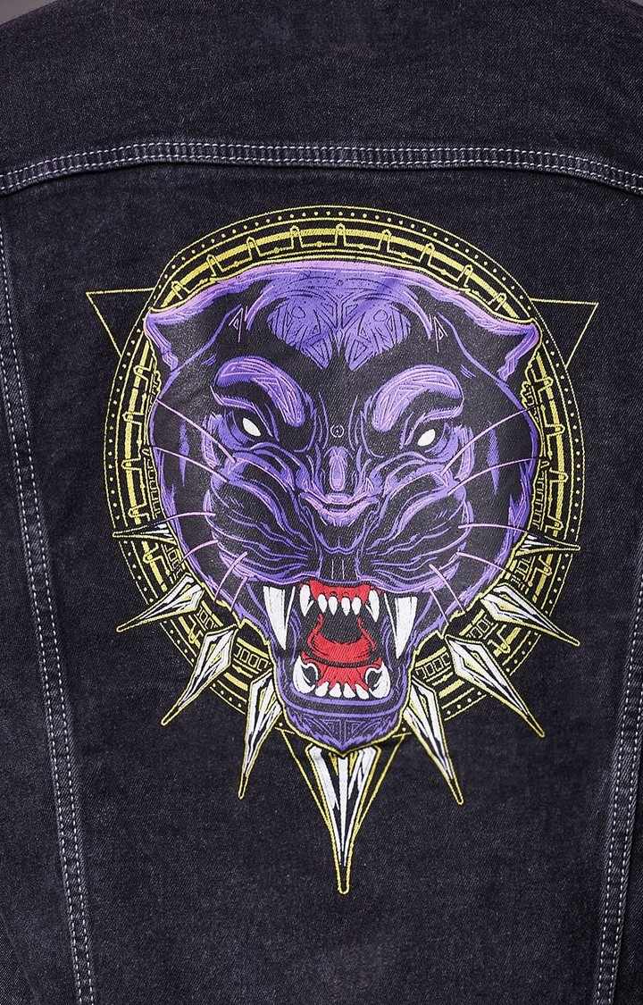 Men's Black Panther: Wakanda Forever Black Printed Denim Jacket