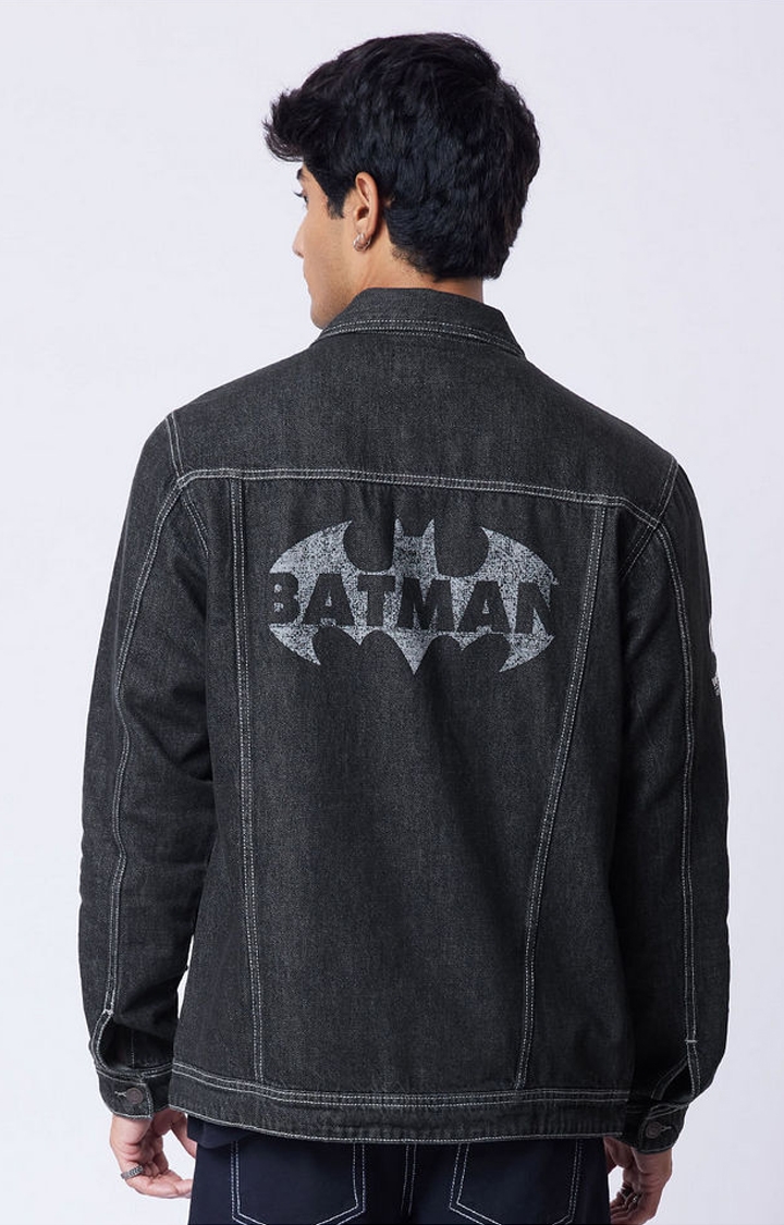 The Souled Store | Men's Batman: Wayne's Bat Black Printed Denim Jacket