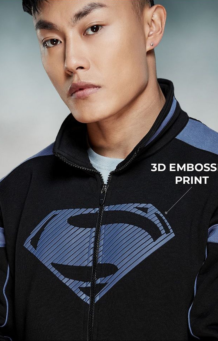 Men's Superman: Sigil Black Printed Western Jacket