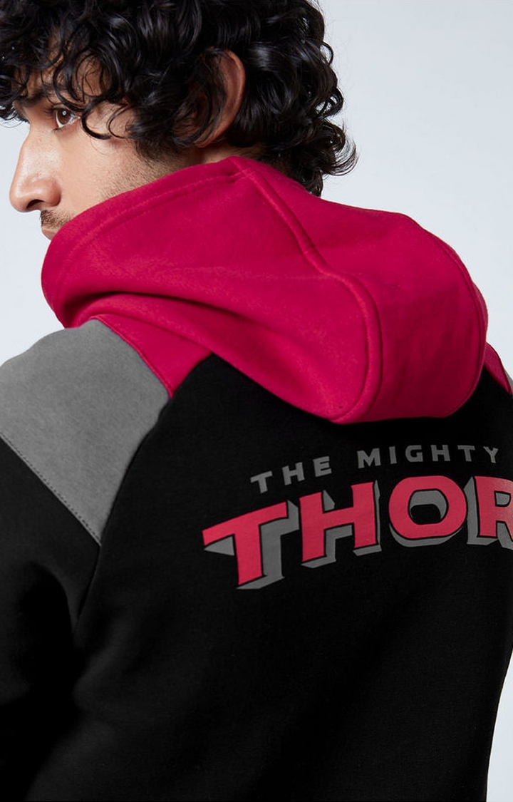 Men's Thor: Thunder Effect Black Printed Hoodies