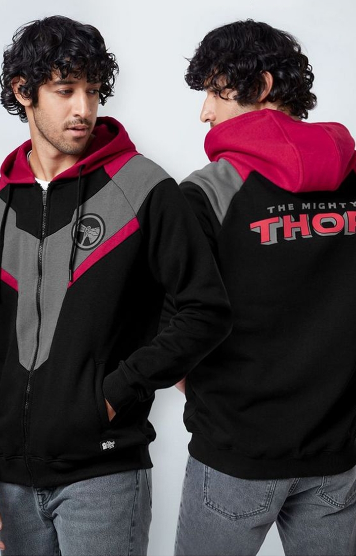 The Souled Store | Men's Thor: Thunder Effect Black Printed Hoodies