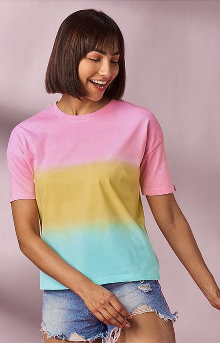 Women's Dawn Multicolour Tie Dye Printed Regular T-Shirt