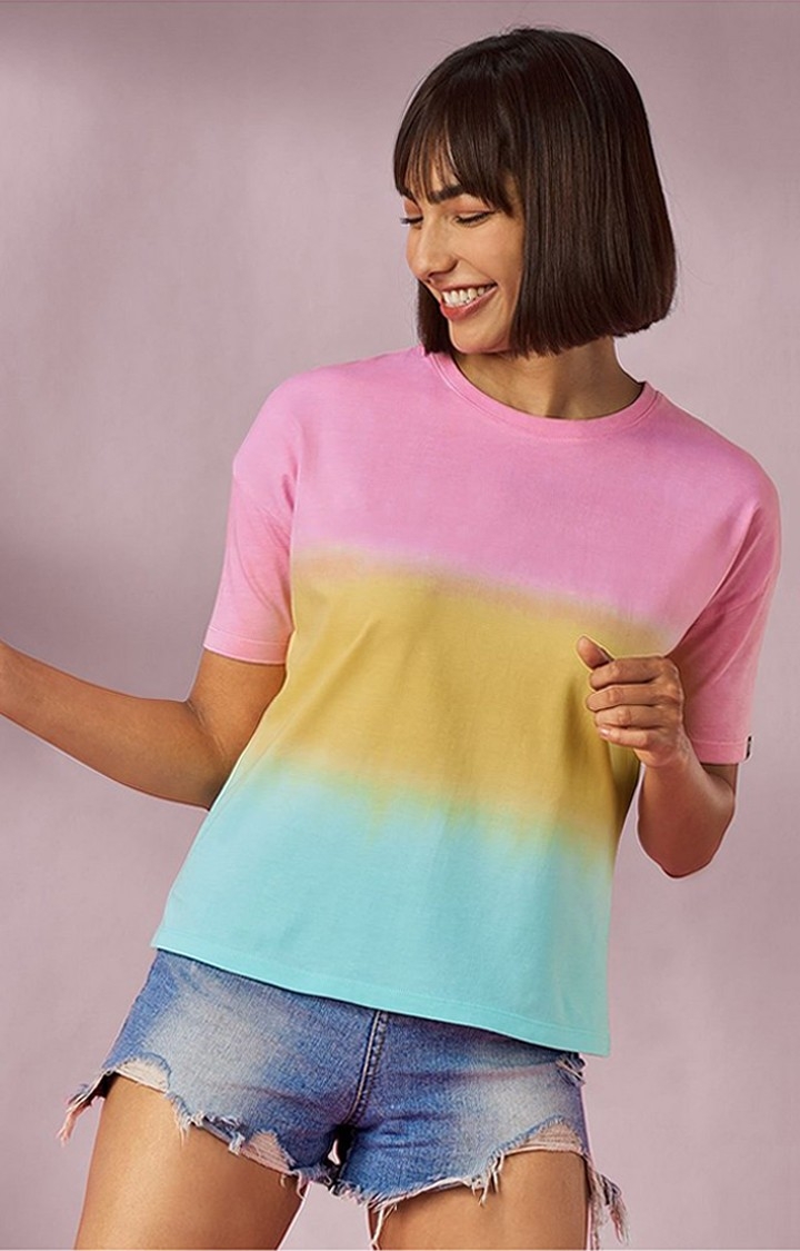 Women's Dawn Multicolour Tie Dye Printed Regular T-Shirt
