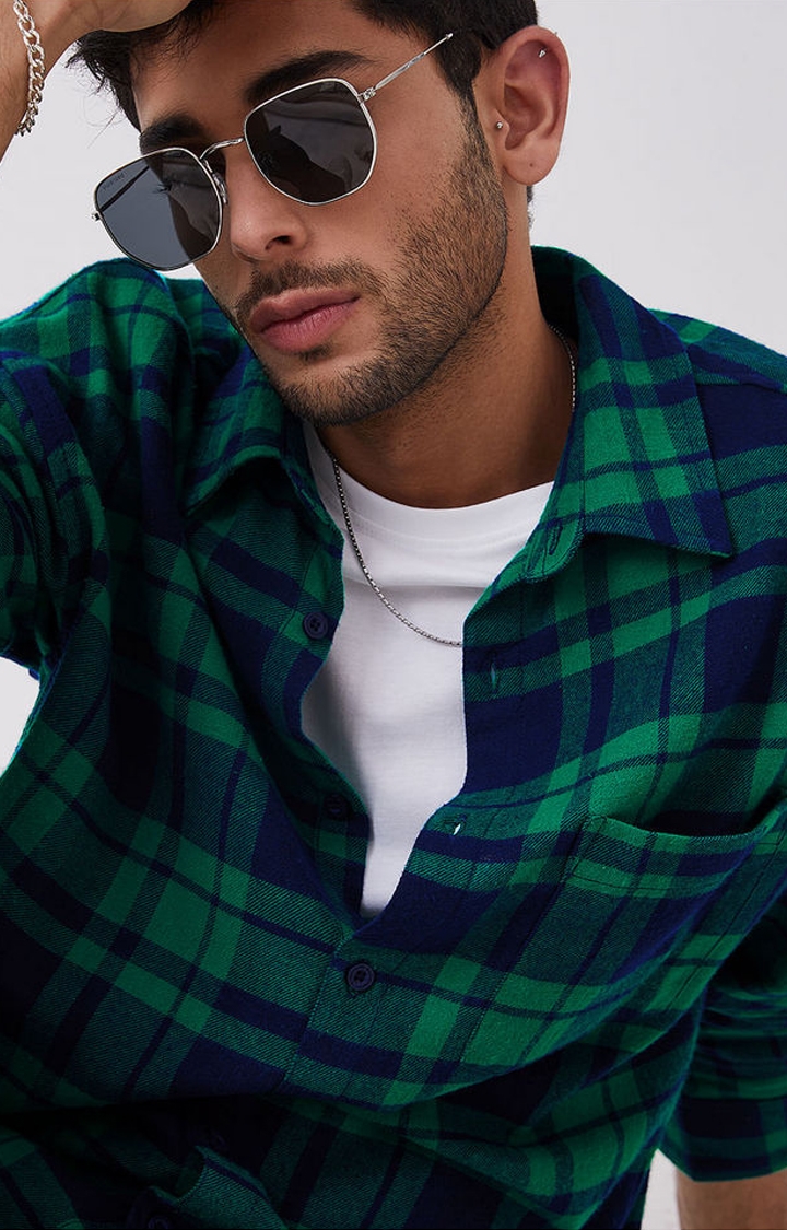 Men's Green Checked Oversized Shirt