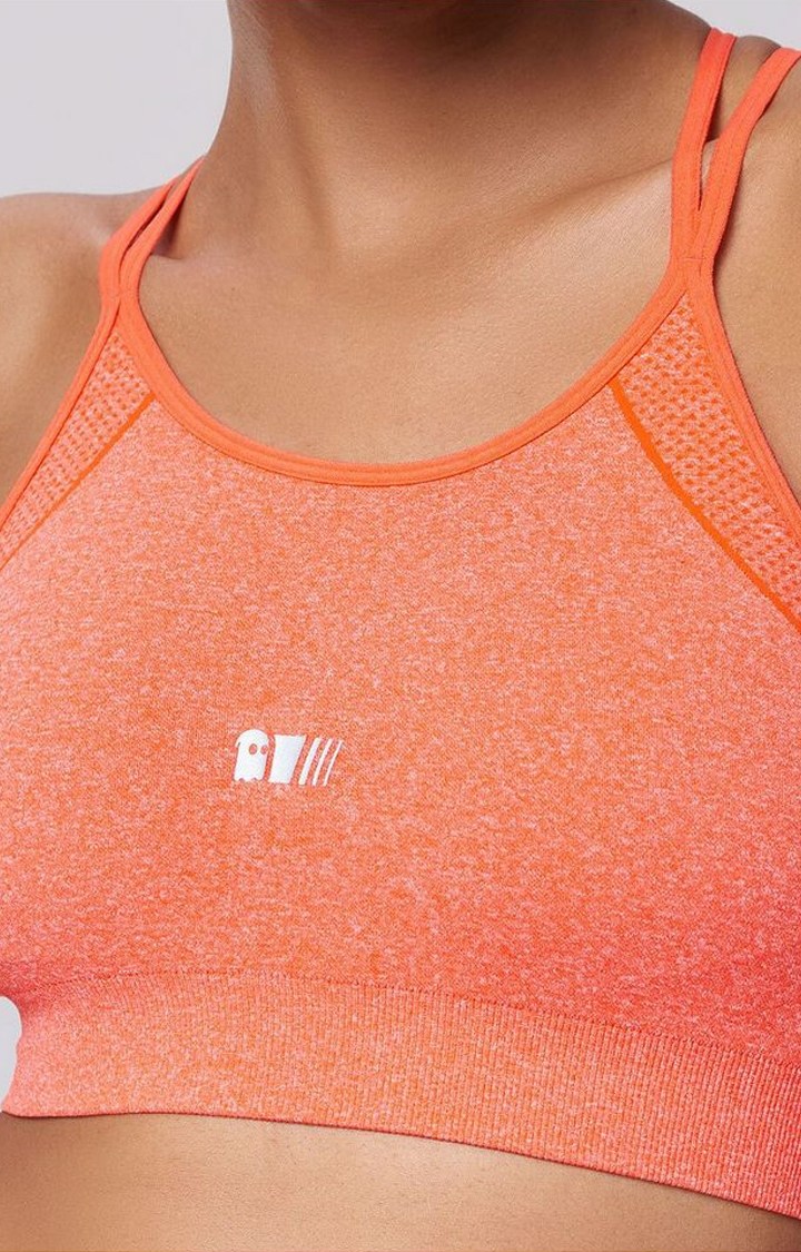 Women's Orange Active: Fighter Orange Mel Training Sports Bra