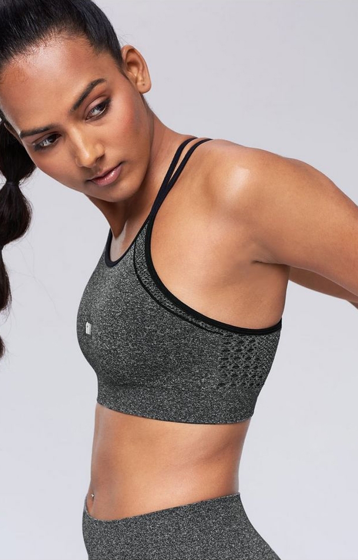 Women's Grey Active: Fighter Anthra Training Sports Bra