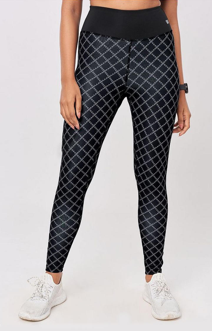 The Souled Store | Women's  Black Polyester Printed Tights