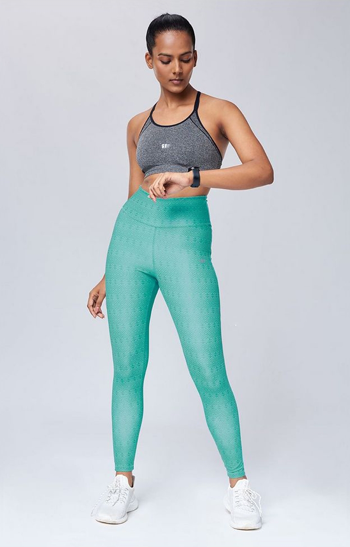 The Souled Store | Women's  Aqua Blue Polyester Printed Tights