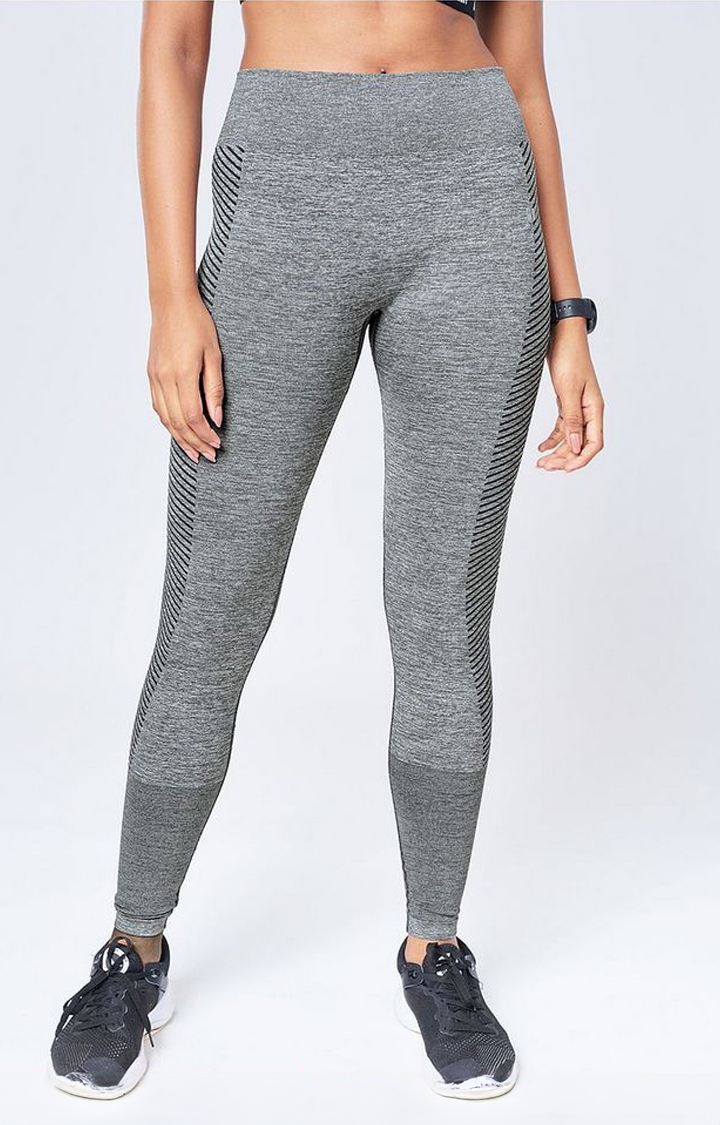 The Souled Store | Women's  Grey Melange Textured Nylon Solid Tights