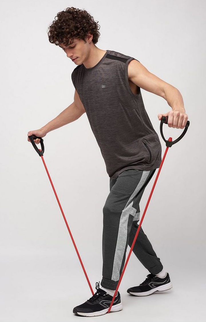 Men's  Dark Grey Polyester Solid Activewear Joggers