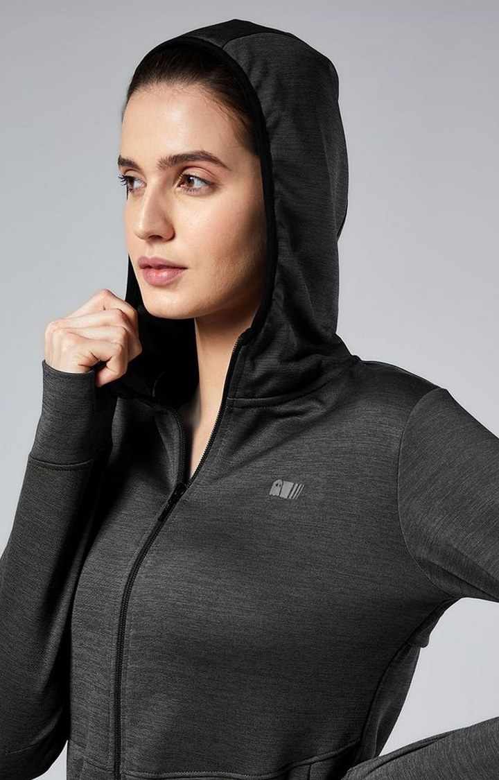 Women's TSS Active: Awesome Anthra Grey Melange Textured Activewear Jacket