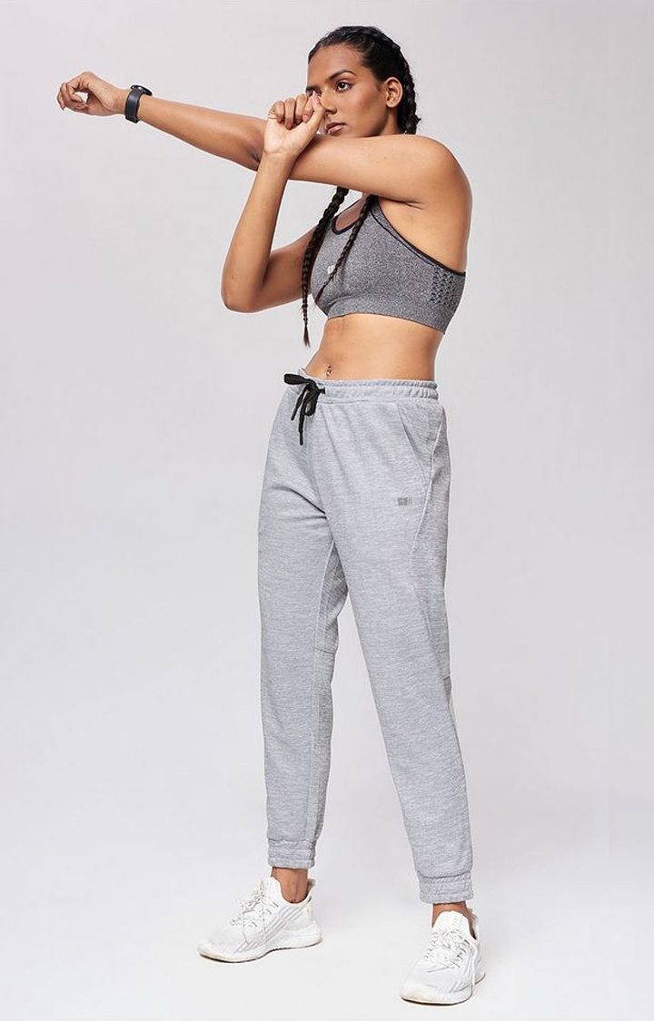 Women's  Grey Polyester Solid Activewear Joggers
