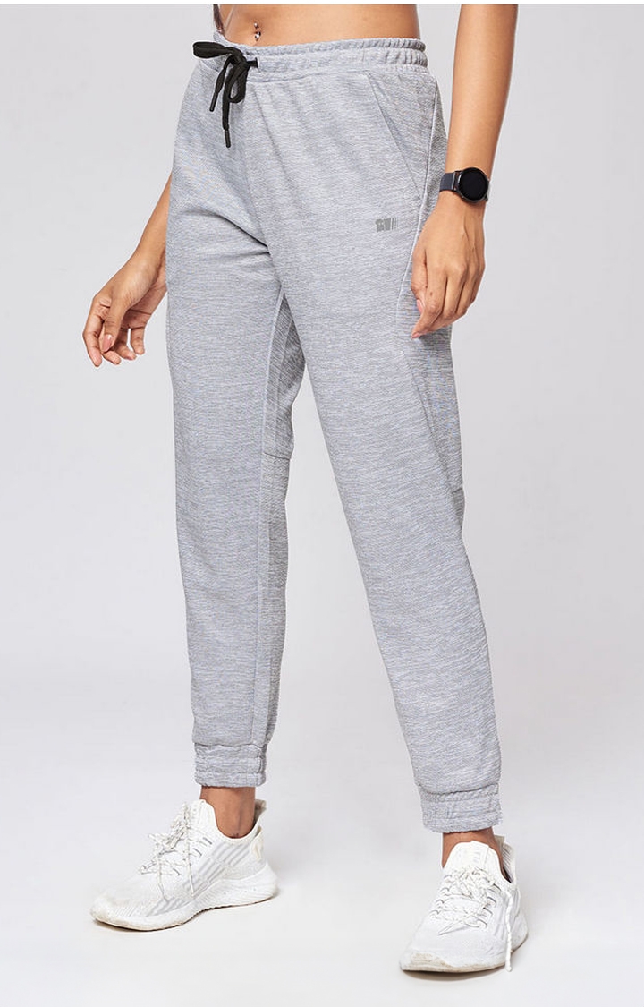 Women's  Grey Polyester Solid Activewear Joggers