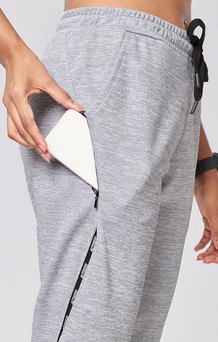 Women's  Grey Polyester Solid Activewear Joggers