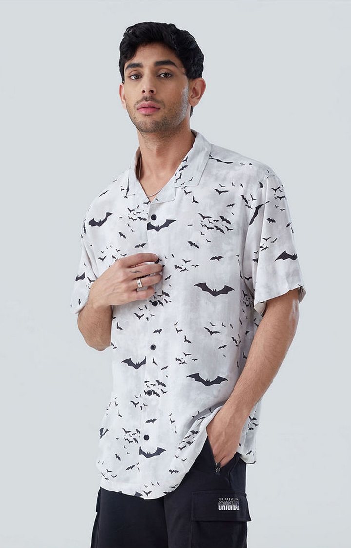 Men's Batman: Go Hawai Grey Printed Casual Shirt