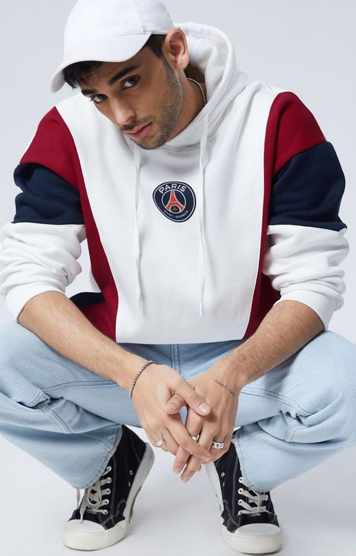 Men's PSG: Logo White Colourblock Hoodies