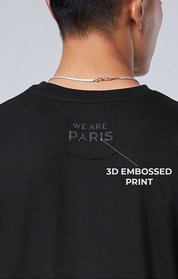 Men's PSG Black Printed Oversized T-Shirt