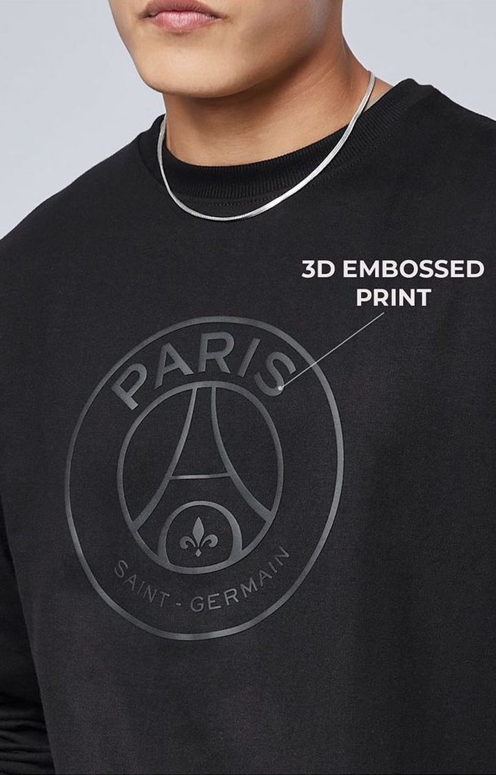 Men's PSG Black Printed Oversized T-Shirt