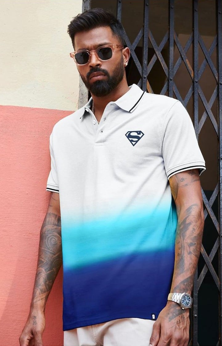 Men's Superman: Logo (Ombre) White Colourblock Polo T-Shirts