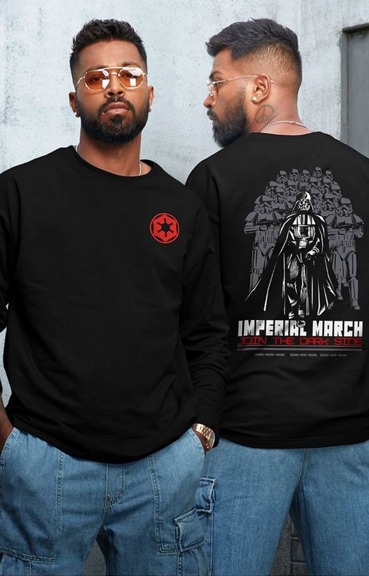 Men's Star Wars: Black Empire Black Printed Oversized T-Shirt