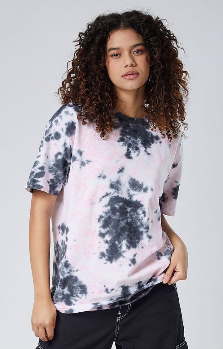 Women's Multicolour Tie Dye Printed Oversized T-Shirt