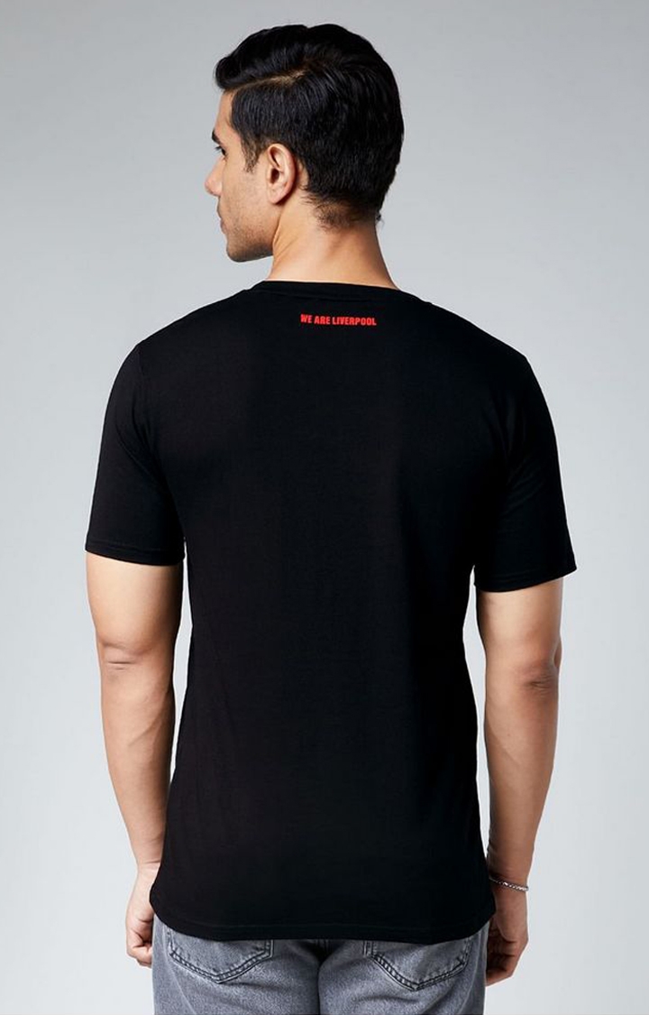 Men's LFC: Roaring Black Typographic Printed Regular T-Shirt