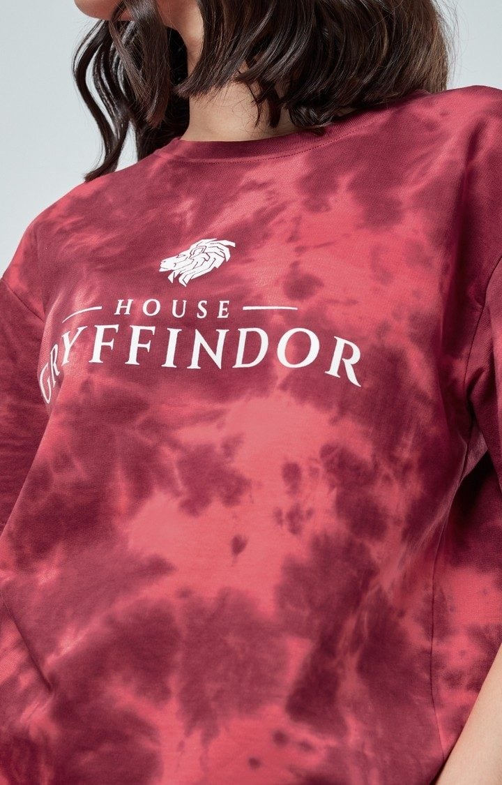 Women's Harry Potter: House Gryffindor (Tie Dye) Boyfriend T-Shirt