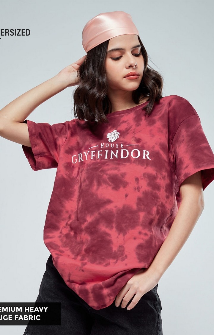 The Souled Store | Women's Harry Potter: House Gryffindor (Tie Dye) Boyfriend T-Shirt
