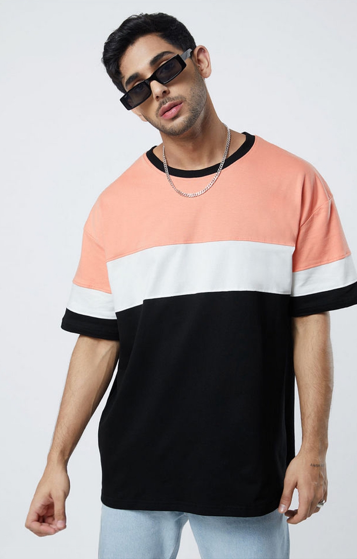 The Souled Store | Men's Multicolour Colourblock Oversized T-Shirt