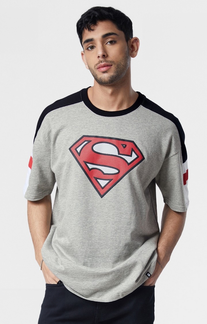 The Souled Store | Men's Superman: Logo (3D) Oversized T-Shirt
