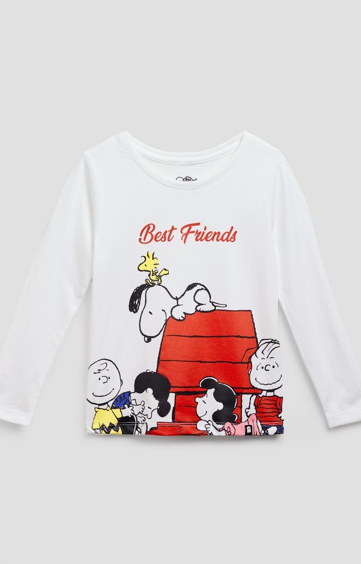 The Souled Store | Girls Peanuts: Best Friends Girls Cotton Full Sleeve T-Shirt