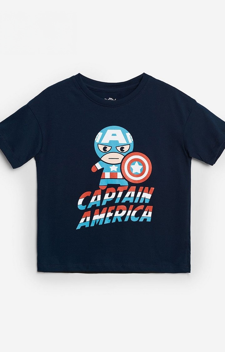 Boys Captain America: Chibi Boys Cotton Oversized T-Shirt