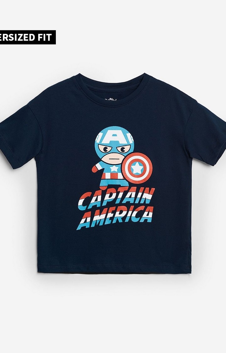 The Souled Store | Boys Captain America: Chibi Boys Cotton Oversized T-Shirt