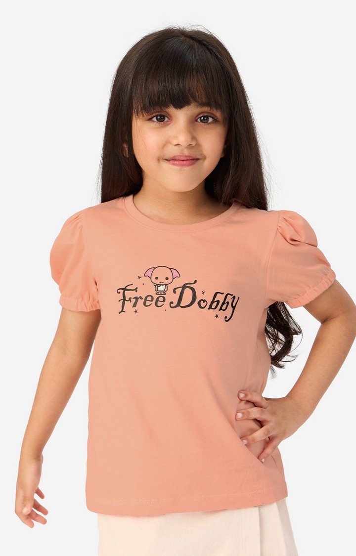 Girls Harry Potter: Free Dobby Girls Cotton Puff Sleeve Tops