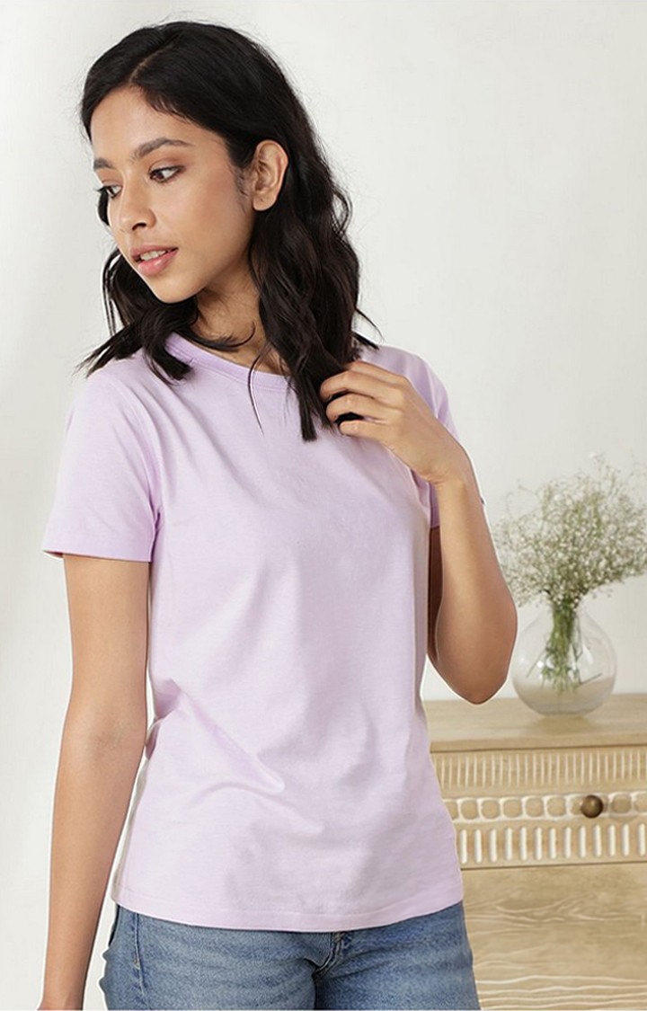 Women's Purple Solid Regular T-Shirt