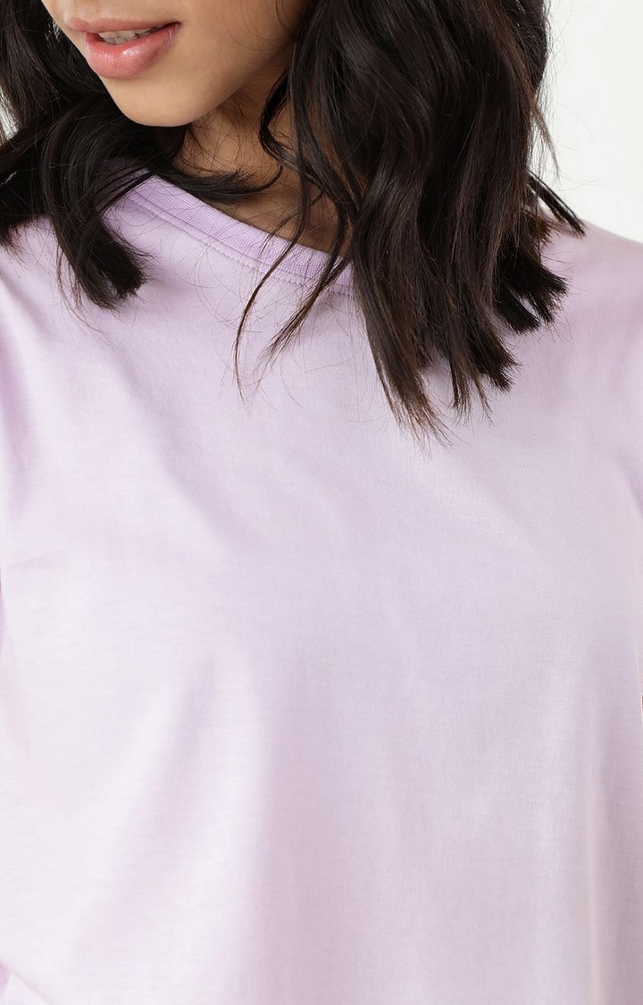 Women's Purple Solid Regular T-Shirt