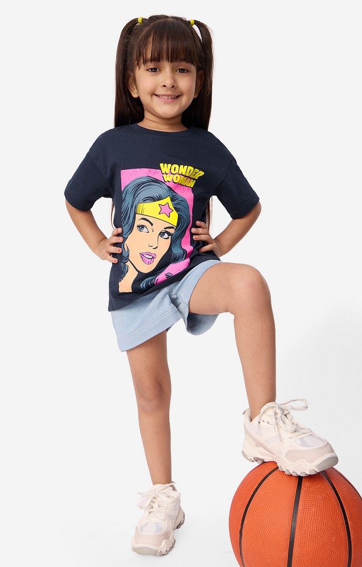 The Souled Store | Girls Wonder Woman: Fierce Girls Cotton Oversized T-Shirt