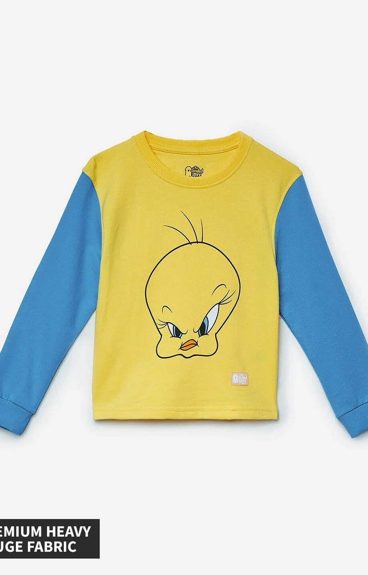 The Souled Store | Girls Looney Tunes: Tweety Face Girls Cotton Cropped Sweatshirts