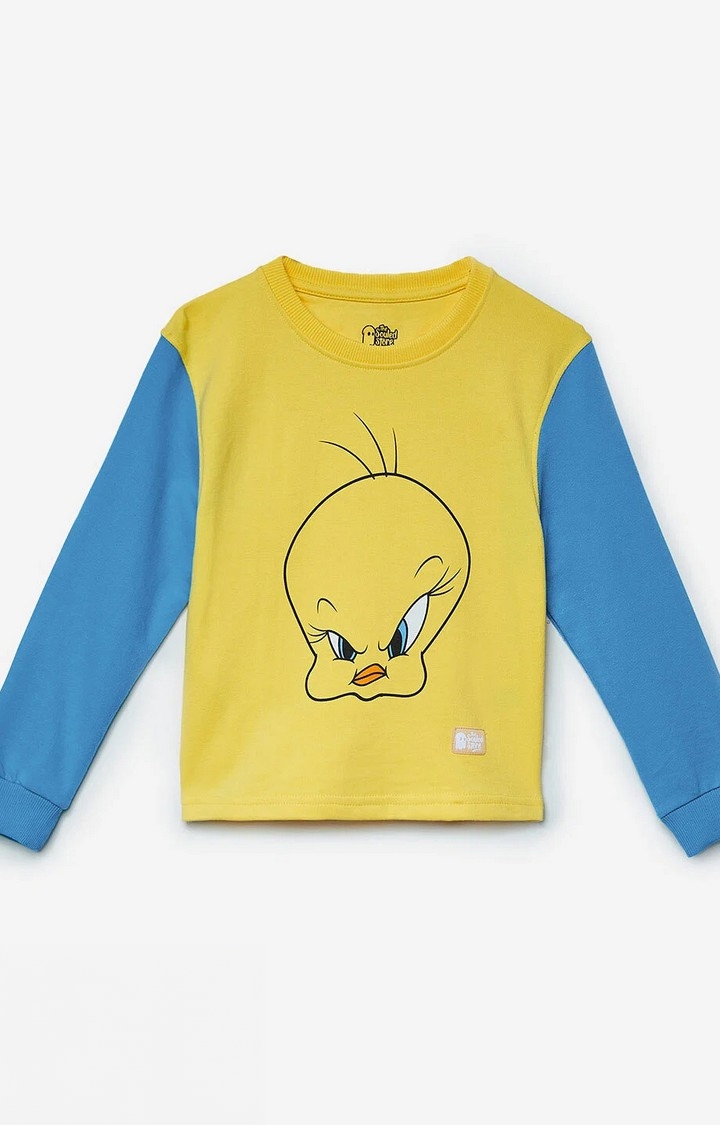 The Souled Store | Girls Looney Tunes: Tweety Face Girls Cotton Cropped Sweatshirts