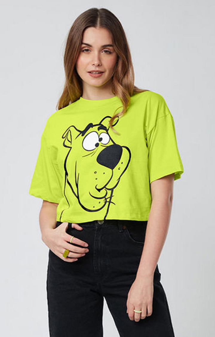 Women's Scooby Doo: Huh Green Printed Crop Top