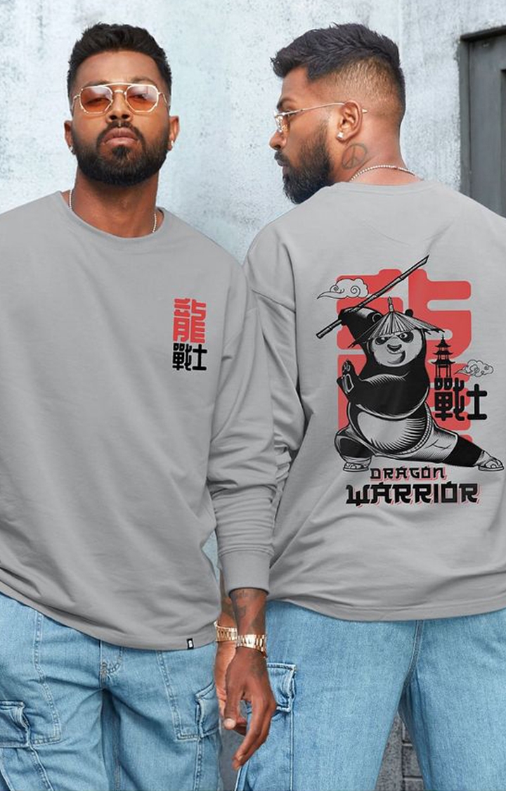 The Souled Store | Men's Kung Fu Panda: Dragon Warrior Grey Printed Oversized T-Shirt