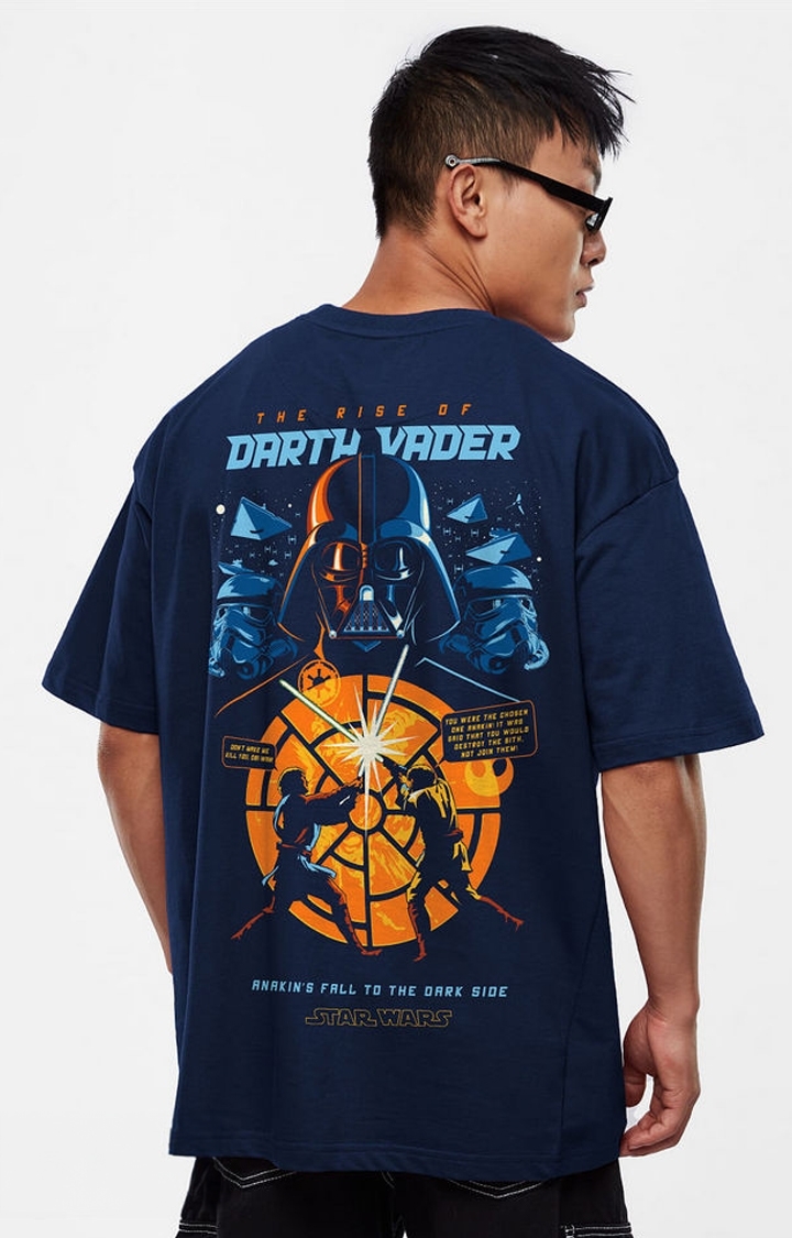 The Souled Store | Men's Star Wars: Rise of Darth Vader Blue Printed Oversized T-Shirt