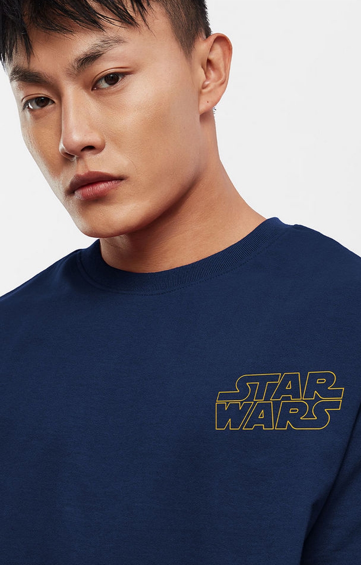 Men's Star Wars: Rise of Darth Vader Blue Printed Oversized T-Shirt