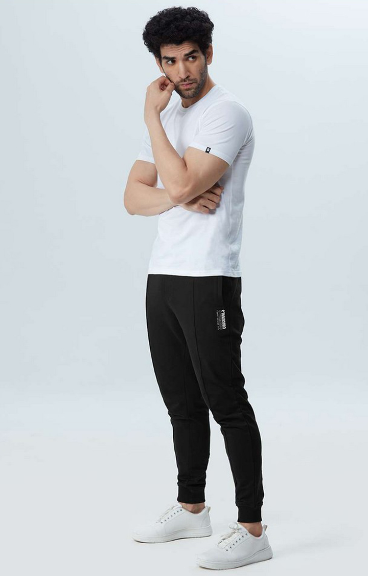 Men's Ink Black Polycotton Solid Activewear Joggers