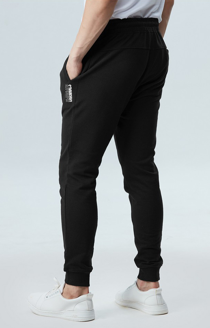 Men's Ink Black Polycotton Solid Activewear Joggers