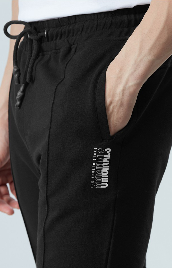 Men's Ink Black Polycotton Solid Activewear Joggers