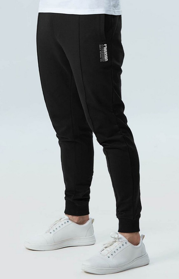 Men's Ink Black Polycotton Solid Activewear Joggers